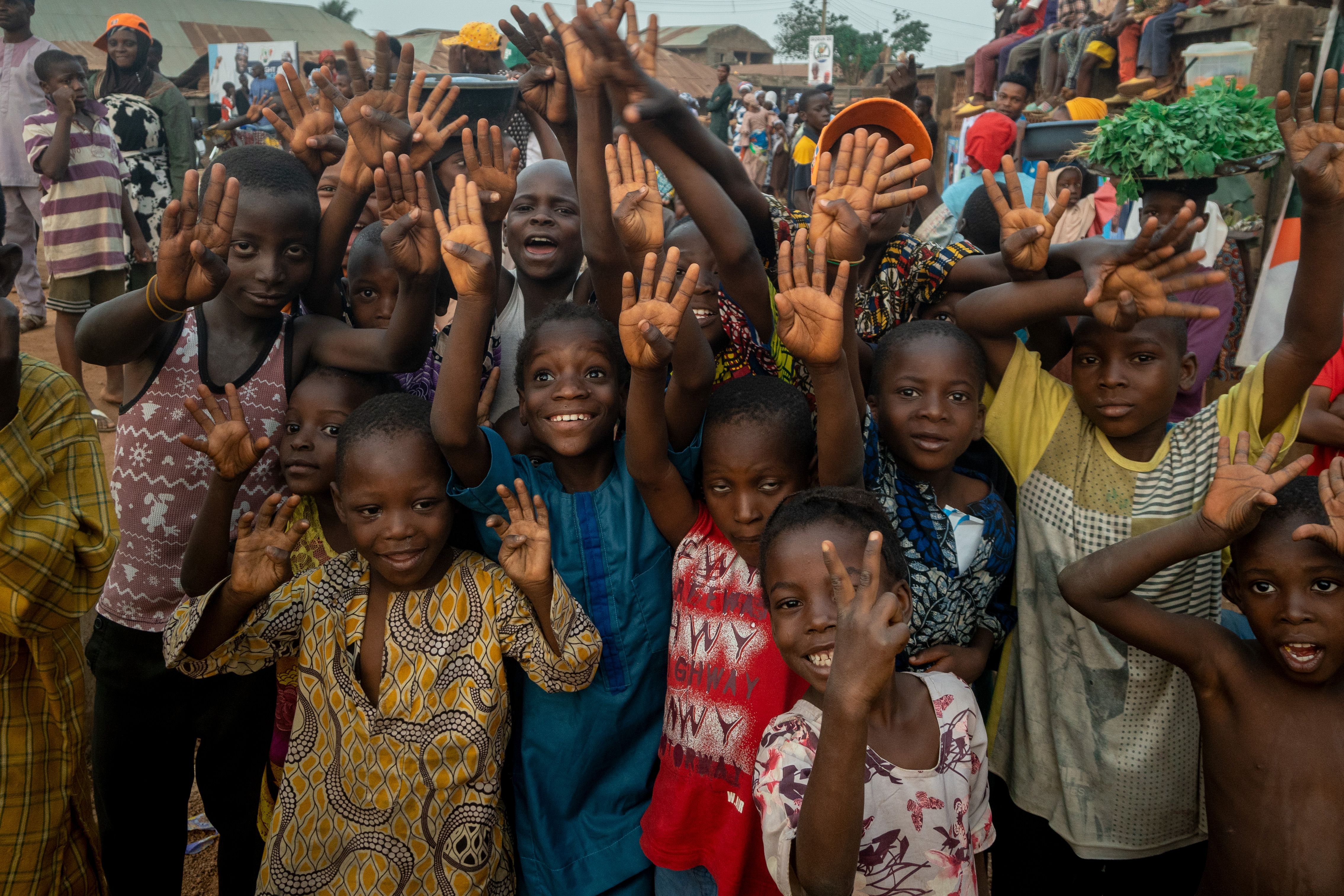 Group of African children, representing communities affected by helminth infections.