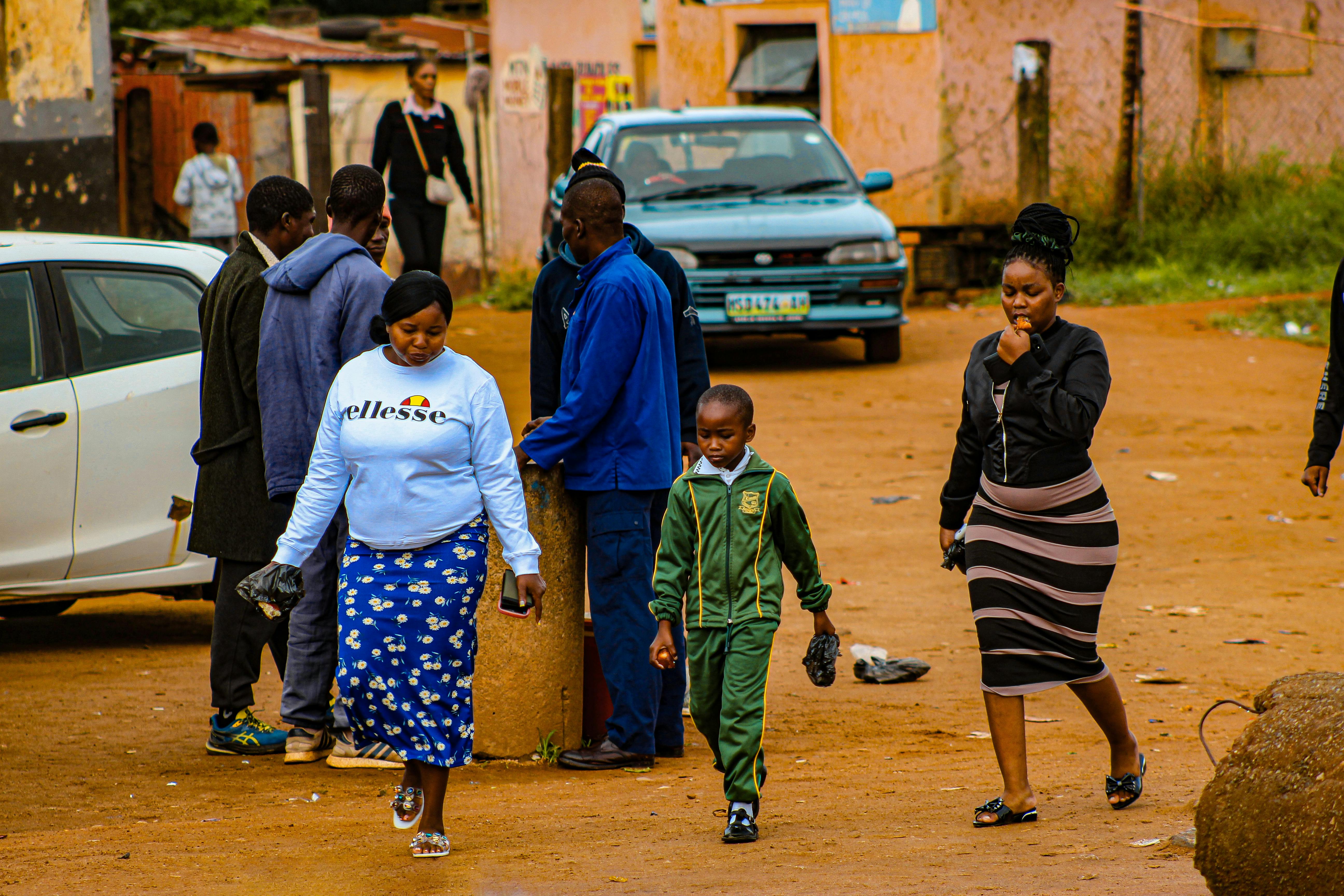 People in rural Africa going about their lives