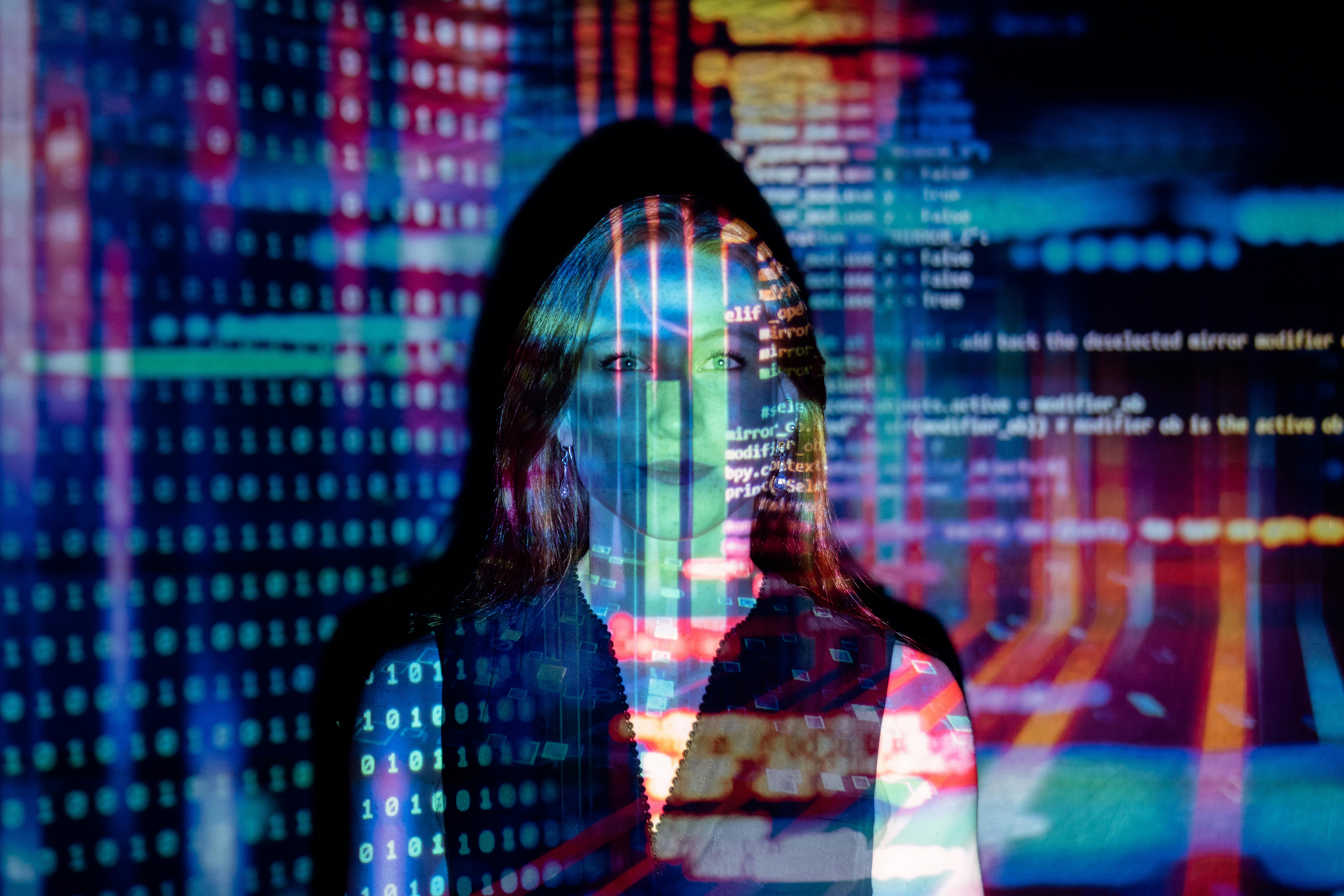 AI and data projection over a researcher